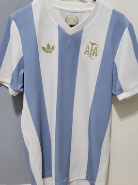 adidas Originals Light Blue and White Striped AFA Soccer Jersey
